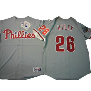 MLB Phillies 26 Utley Grey Throwback Men Jersey MLB Phillies 26 Utley Grey Throwback Men Jersey
