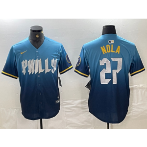 MLB Phillies 27 Nola Blue City Connect Nike Cool Base Men Jersey