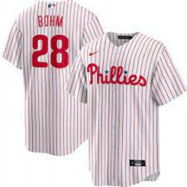 MLB Phillies 28 Alec Bohm White Nike Cool Base Men Jersey