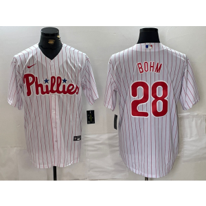 MLB Phillies 28 Alec Bohm White Nike Cool Base Men Jersey