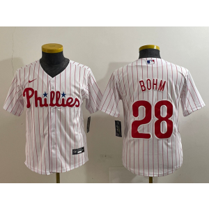 MLB Phillies 28 Alec Bohm White Nike Cool Base Youth Jersey MLB Phillies 28 Alec Bohm White Nike Cool Base Youth Jersey