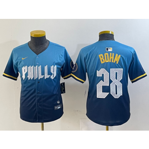MLB Phillies 28 Bohm Blue City Connect Nike Cool Base Youth Jersey MLB Phillies 28 Bohm Blue City Connect Nike Cool Base Youth Jersey