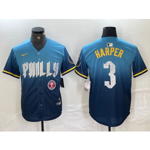 MLB Phillies 3 Bryce Harper Blue 2024 City Connect Nike Cool Base Men Jersey MLB Phillies 3 Bryce Harper Blue 2024 City Connect Nike Cool Base Men Jersey