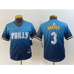 MLB Phillies 3 Bryce Harper Blue City Connect Nike Cool Base Youth Jersey MLB Phillies 3 Bryce Harper Blue City Connect Nike Cool Base Youth Jersey