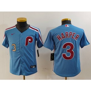 MLB Phillies 3 Bryce Harper Blue Nike Cool Base Youth Jerseyy MLB Phillies 3 Bryce Harper Blue Nike Cool Base Youth Jerseyy