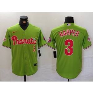 MLB Phillies 3 Bryce Harper Green Nike Cool Base Men Jersey