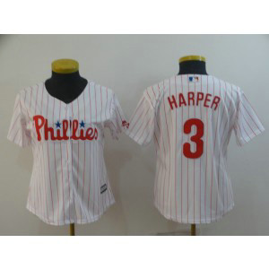 MLB Phillies 3 Bryce Harper White Cool Base Women Jersey