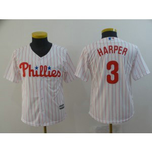 MLB Phillies 3 Bryce Harper White Cool Base Youth Jersey MLB Phillies 3 Bryce Harper White Cool Base Youth Jersey
