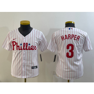 MLB Phillies 3 Bryce Harper White Nike Cool Base Women Jersey
