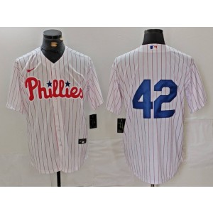 MLB Phillies 42 White Nike Cool Base Men Jersey