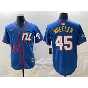 MLB Phillies 45 Wheeler Blue National League 2025 All Star Nike Cool Base Men Jersey MLB Phillies 45 Wheeler Blue National League 2025 All Star Nike Cool Base Men Jersey