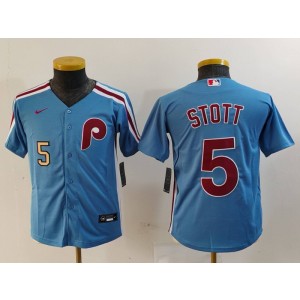 MLB Phillies 5 Bryson Stott Blue Nike Cool Base Youth Jersey MLB Phillies 5 Bryson Stott Blue Nike Cool Base Youth Jersey