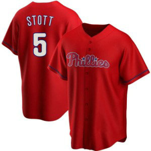 MLB Phillies 5 Bryson Stott Red Cool Base Men Jersey MLB Phillies 5 Bryson Stott Red Cool Base Men Jersey