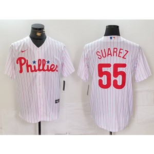 MLB Phillies 55 Suarez White Nike Cool Base Men Jersey