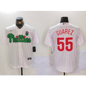 MLB Phillies 55 Suarez White Nike Cool Base Men Jersey