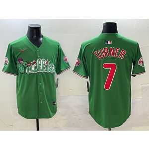 MLB Phillies 7 Trea Turner Green Nike Cool Base Men Jersey MLB Phillies 7 Trea Turner Green Nike Cool Base Men Jersey