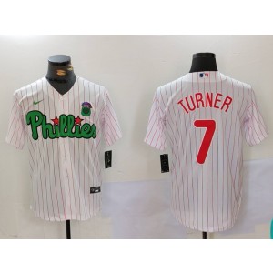 MLB Phillies 7 Trea Turner White Nike Cool Base Men Jersey