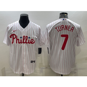 MLB Phillies 7 Trea Turner White Nike Cool Base Men Jersey