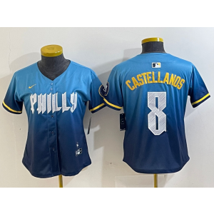 MLB Phillies 8 Nick Castellanos Blue City Connect Nike Cool Base Women Jersey MLB Phillies 8 Nick Castellanos Blue City Connect Nike Cool Base Women Jersey