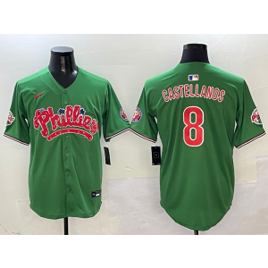MLB Phillies 8 Nick Castellanos Green Nike Cool Base Men Jersey MLB Phillies 8 Nick Castellanos Green Nike Cool Base Men Jersey