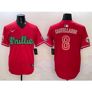 MLB Phillies 8 Nick Castellanos Red Nike Cool Base Men Jersey MLB Phillies 8 Nick Castellanos Red Nike Cool Base Men Jersey