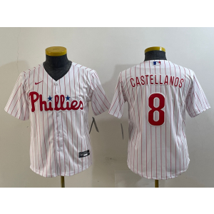 MLB Phillies 8 Nick Castellanos White Nike Cool Base Women Jersey