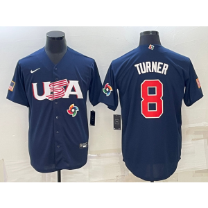MLB Phillies 8 Trea Turner Blue 2023 World Series Cool Base Men Jersey 1