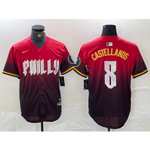 MLB Phillies 8 Trea Turner Red 2024 City Connect Nike Cool Base Men Jersey