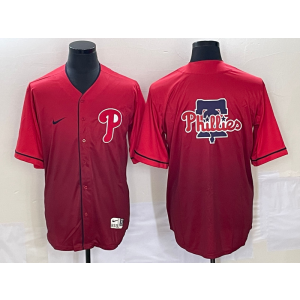 MLB Phillies Blank Red Baseball Logo Nike Cool Base Men Jersey