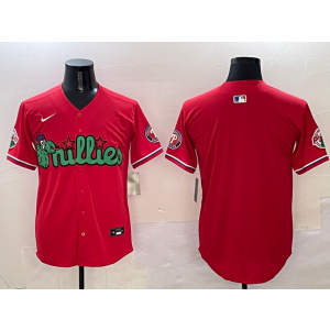 MLB Phillies Blank Red Nike Cool Base Men Jersey