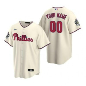 MLB Phillies Customized Cream 2022 World Series Nike Cool Base Men Jersey