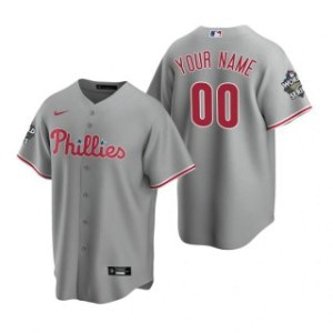 MLB Phillies Customized Grey 2022 World Series Nike Cool Base Men Jersey