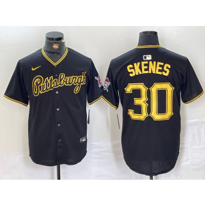 MLB Pirate 30 Paul Skene Black Nike Cool Base Men Jersey