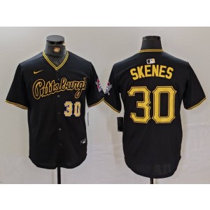 MLB Pirate 30 Paul Skene Black Nike Cool Base Men Jersey