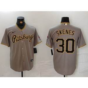 MLB Pirate 30 Paul Skene Grey Nike Cool Base Men Jersey