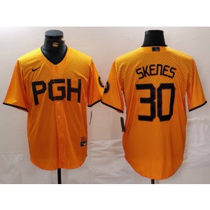 MLB Pirate 30 Paul Skene Yellow City Connect Nike Cool Base Men Jersey
