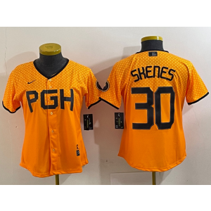 MLB Pirate 30 Paul Skene Yellow City Connect Nike Cool Base Youth Jerseyy