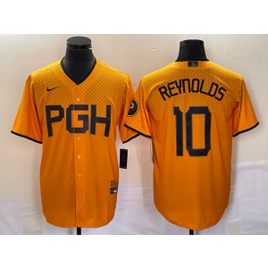 MLB Pirates 10 Bryan Reynolds Gold 2023 City Connect Nike Cool Base Men Jersey