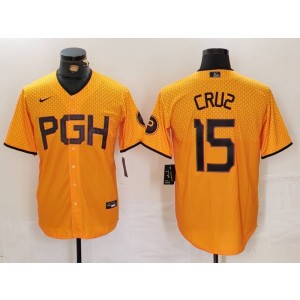 MLB Pirates 10 Cruz Yellow City Connect Nike Cool Base Men Jersey