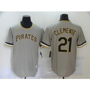 MLB Pirates 21 Roberto Clemente Gray Cooperstown Collection Men Jersey MLB Pirates 21 Roberto Clemente Gray Cooperstown Collection Men Jersey