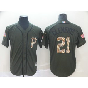 MLB Pirates 21 Roberto Clemente Serivce Men Jersey