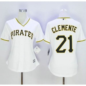 MLB Pirates 21 Roberto Clemente White Home Women Jersey