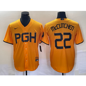MLB Pirates 22 Andrew McCutchen Gold 2023 City Connect Nike Cool Base Men Jersey