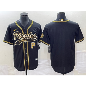 MLB Pirates Black Black Gold Baseball Nike Cool Base Men Jersey