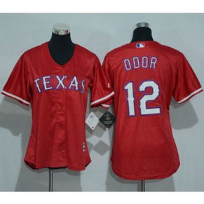 MLB Rangers 12 Rougned Odor Red Alternate Women Jersey