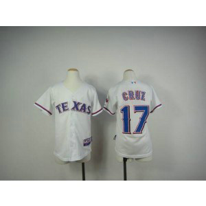 MLB Rangers 17 Nelson Cruz White Cool Base Youth Jersey