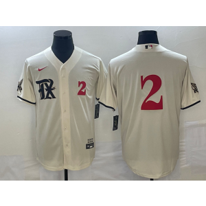 MLB Rangers 2 Cream 2021 City Connect Cool Base Men Jersey
