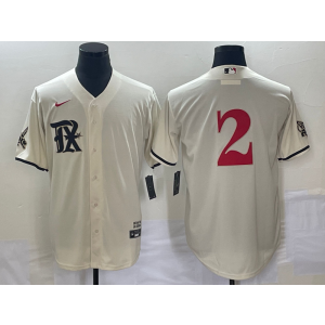 MLB Rangers 2 Cream 2021 City Connect Nike Cool Base Men Jersey