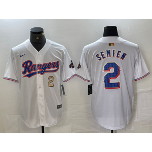MLB Rangers 2 Marcus Semien White Gold Champion Nike Cool Base Men Jersey MLB Rangers 2 Marcus Semien White Gold Champion Nike Cool Base Men Jersey