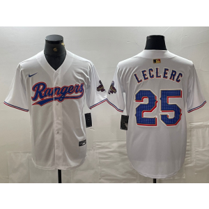 MLB Rangers 25 José Leclerc White Gold Champion Nike Cool Base Men Jersey MLB Rangers 25 José Leclerc White Gold Champion Nike Cool Base Men Jersey